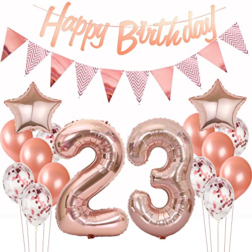 Deko 23. Geburtstag Rosegold - Luftballons, Girlande, Banner für Frauen - Dekoration Set Deko 23. Geburtstag Rosegold - Luftballons, Girlande, Banner für Frauen - Dekoration Set von Hopewey