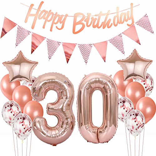 Deko 30. Geburtstag Rosegold - Luftballons, Girlande, Banner für Frauen - Dekoration Set Deko 30. Geburtstag Rosegold - Luftballons, Girlande, Banner für Frauen - Dekoration Set von Hopewey
