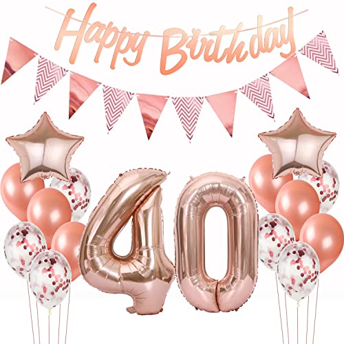 Deko 40. Geburtstag Frauen Rosegold - Luftballons, Girlande, Banner - Dekoration für 40 Jahre Deko 40. Geburtstag Frauen Rosegold - Luftballons, Girlande, Banner - Dekoration für 40 Jahre von Hopewey