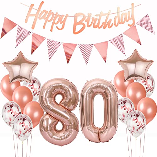 Deko 80. Geburtstag Frauen Rosegold - Luftballons, Girlande, Banner - Dekoration für 80 Jahre Deko 80. Geburtstag Frauen Rosegold - Luftballons, Girlande, Banner - Dekoration für 80 Jahre von Hopewey