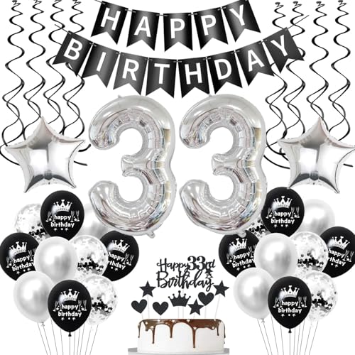 luftballon 33 geburtstag deko mann frauen Schwarz Silber geburtstagsdeko 33 jahre frau Männer Deko 33. Geburtstag mann Dekoration ballon 33. geburtstag frau Tortendeko 33 geburtstag frauen luftballon 33 geburtstag deko mann frauen Schwarz Silber geburtstagsdeko 33 jahre frau Männer Deko 33. Geburtstag mann Dekoration ballon 33. geburtstag frau Tortendeko 33 geburtstag frauen von Hopewey
