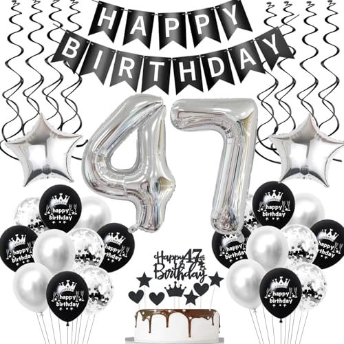 luftballon 47 geburtstag deko mann frauen Schwarz Silber geburtstagsdeko 47 jahre frau Männer Deko 47. Geburtstag mann Dekoration ballon 47. geburtstag frau Tortendeko 47 geburtstag frauen luftballon 47 geburtstag deko mann frauen Schwarz Silber geburtstagsdeko 47 jahre frau Männer Deko 47. Geburtstag mann Dekoration ballon 47. geburtstag frau Tortendeko 47 geburtstag frauen von Hopewey