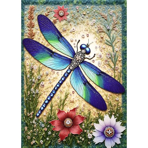 Puzzle 1000 Teile für Erwachsene,Edelsteinen Libellen mit Blumen Puzzles,Natur Anspruchsvolles Jigsaw Puzzle 1000 Teile Frühlingslandschaft | Premium-Qualität für Sammler & Dekoration (70x50 cm) von Hopgo