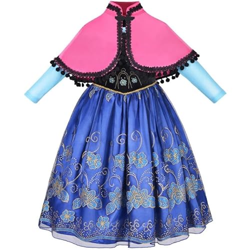 Hopki.pl Eiskönigin Anna Kostüm Mädchen - Prinzessin Kleid mit Zubehör - Perfekt für Karneval, Fasching und Abenteuer (Standard, 92/98 CM) von Hopki.pl