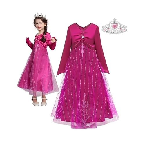 Hopki.pl Elsa Prinzessin Kostüm für Mädchen – Faschingskostüme Kinder inkl. Perfektes Elsa Kostüm Mädchen für Karneval, Geburtstagsfeiern! Frozen Kinderkostüm (+ Krone, 134/140 CM (140)) von Hopki.pl