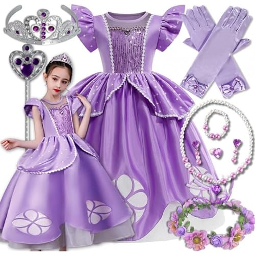 Hopki.pl Prinzessin Kleid Mädchen, Sofia Die Erste, Prinzessinnen Kostüm Mädchen, Kostüm Prinzessin (Set, 98/104 CM (110)) von Hopki.pl