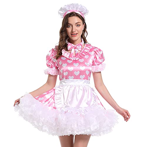 Hoplizy Sissy Maid Sweet Heat bedruckte geschwollene Schürze mit französischem Kopfschmuck-Set, Kreuzkleid, Pink, L Hoplizy Sissy Maid Sweet Heat bedruckte geschwollene Schürze mit französischem Kopfschmuck-Set, Kreuzkleid, Pink, L von Hoplizy