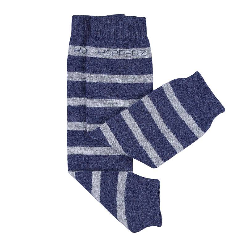 Hoppediz Babystulpen aus Wolle/Kaschmir - Blau-grau gestreift von Hoppediz
