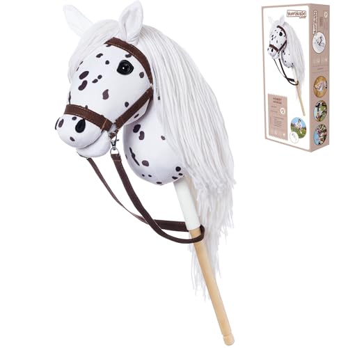 HOPPIHORSE Steckenpferd mit Trense - A3 - Hobby Horse mit Zügeln, Schultergurt, Schweif - hochwertiges Plüsch mit Langer Mähne - Silikongriff für besseren Halt - mit Geschenkverpackung HOPPIHORSE Steckenpferd mit Trense - A3 - Hobby Horse mit Zügeln, Schultergurt, Schweif - hochwertiges Plüsch mit Langer Mähne - Silikongriff für besseren Halt - mit Geschenkverpackung von Hoppimals