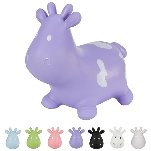 Hoppimals Tootiny Hüpftier, Hüpftier ab 1 Jahre & Hüpftier ab 2 Jahre, Hüpfende Kuh, Für Gymnastik & Geschicklichkeit für Kinder, Verpackt im Geschenkkarton, inklusive Pumpe - Baby-Hüpfer LILA von Hoppimals