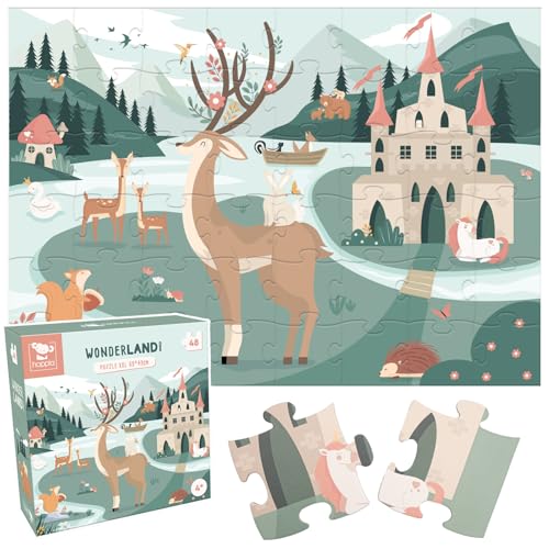 Hoppla - XL Kinderpuzzle - Wunderland - Riesiges Puzzle, 69x49cm - 48 Teile - Ab 4 Jahren - Schloss Puzzle, Prinzessin, Tiere, Mädchen Geschenk Hoppla - XL Kinderpuzzle - Wunderland - Riesiges Puzzle, 69x49cm - 48 Teile - Ab 4 Jahren - Schloss Puzzle, Prinzessin, Tiere, Mädchen Geschenk von Hoppla