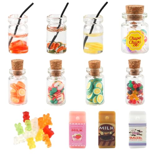 12 Stück Wichtel Zubehör Weihnachten Miniatur Essen und Trinken, Miniatur Puppenhaus Zubehör, Mini Food Küche, Miniatur Essen und Trinken, Miniatur Lebensmittel Set für Weihnachten Deko von Hopton