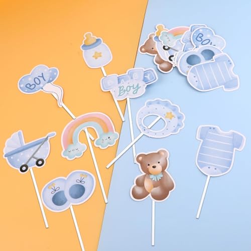 18 Stück Babyparty Tortendeko, Blue Baby Cake Topper Taufe für Babyparty Deko Junge, Cake Topper für Baby Shower Deco Tortendeko Junge Birthday Gender Reveal Party 18 Stück Babyparty Tortendeko, Blue Baby Cake Topper Taufe für Babyparty Deko Junge, Cake Topper für Baby Shower Deco Tortendeko Junge Birthday Gender Reveal Party von Hopton