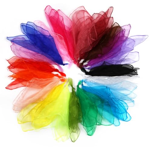 Hopton 20 Stück Jongliertücher, Chiffontücher für Tanzen, 60 x 60 cm Bunte Seidentücher, Bunte Tücher für Kindergarten Kindershow Sensorisches Jonglieren Tanzen Hopton 20 Stück Jongliertücher, Chiffontücher für Tanzen, 60 x 60 cm Bunte Seidentücher, Bunte Tücher für Kindergarten Kindershow Sensorisches Jonglieren Tanzen von Hopton