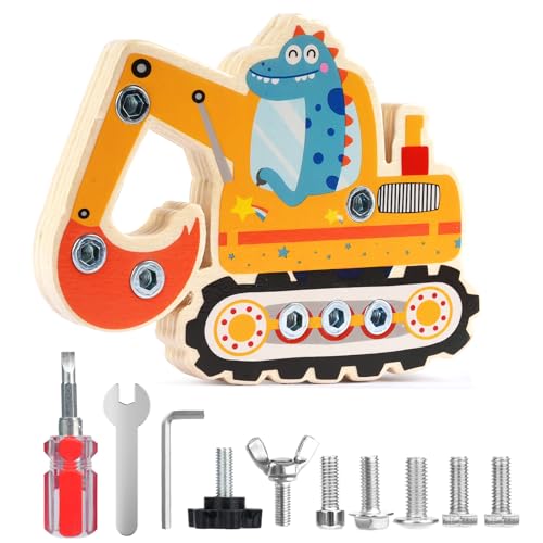 Montessori Schraubbrett, Dinosaurier Bagger Spielzeug Ab 3 Jahre, Busy Board Holz Kinder Spielzeug, Motorikspielzeug Lernspiele für Kinder Mädchen Junge Montessori Schraubbrett, Dinosaurier Bagger Spielzeug Ab 3 Jahre, Busy Board Holz Kinder Spielzeug, Motorikspielzeug Lernspiele für Kinder Mädchen Junge von Hopton