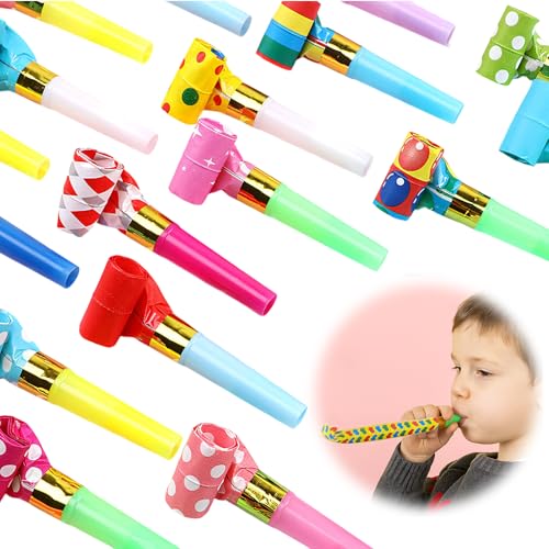 30 Stück Party Tröte,Tröten für Kinderspielzeug,Lange Nase Pfeifen Fest Geschenk Hilfsmittel，für Neujahr Partys Etc.(Farbig Gemischt) von Horktrust