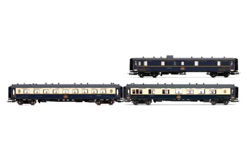 HJ4199 Jouef CIWL, 3-teiliges Pack Etoile du Nord, Set 2/2 (DD3, VPC Côte d´Azur + VP Étoile du Nord), ep. II Reisezugwagen, schwarz/blau von Hornby