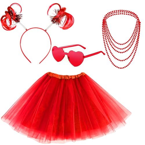 Horolam 80er Jahre Kostüm Outfits Zubehör Set für Mädchen Frauen 1980er Jahre Fancy Party Kostüm Zubehör Set mit Tüll Tutu Rock Herz Sonnenbrille Halskette Stirnband für Retro Thema Party Cosplay Horolam 80er Jahre Kostüm Outfits Zubehör Set für Mädchen Frauen 1980er Jahre Fancy Party Kostüm Zubehör Set mit Tüll Tutu Rock Herz Sonnenbrille Halskette Stirnband für Retro Thema Party Cosplay von Horolam
