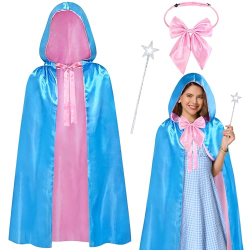 Horolam Fee Patin Kostüm Set, Cinderella Blau Kapuzenmantel Umhang Fliege Stern Stick Für Frauen Für Halloween Cosplay Party von Horolam
