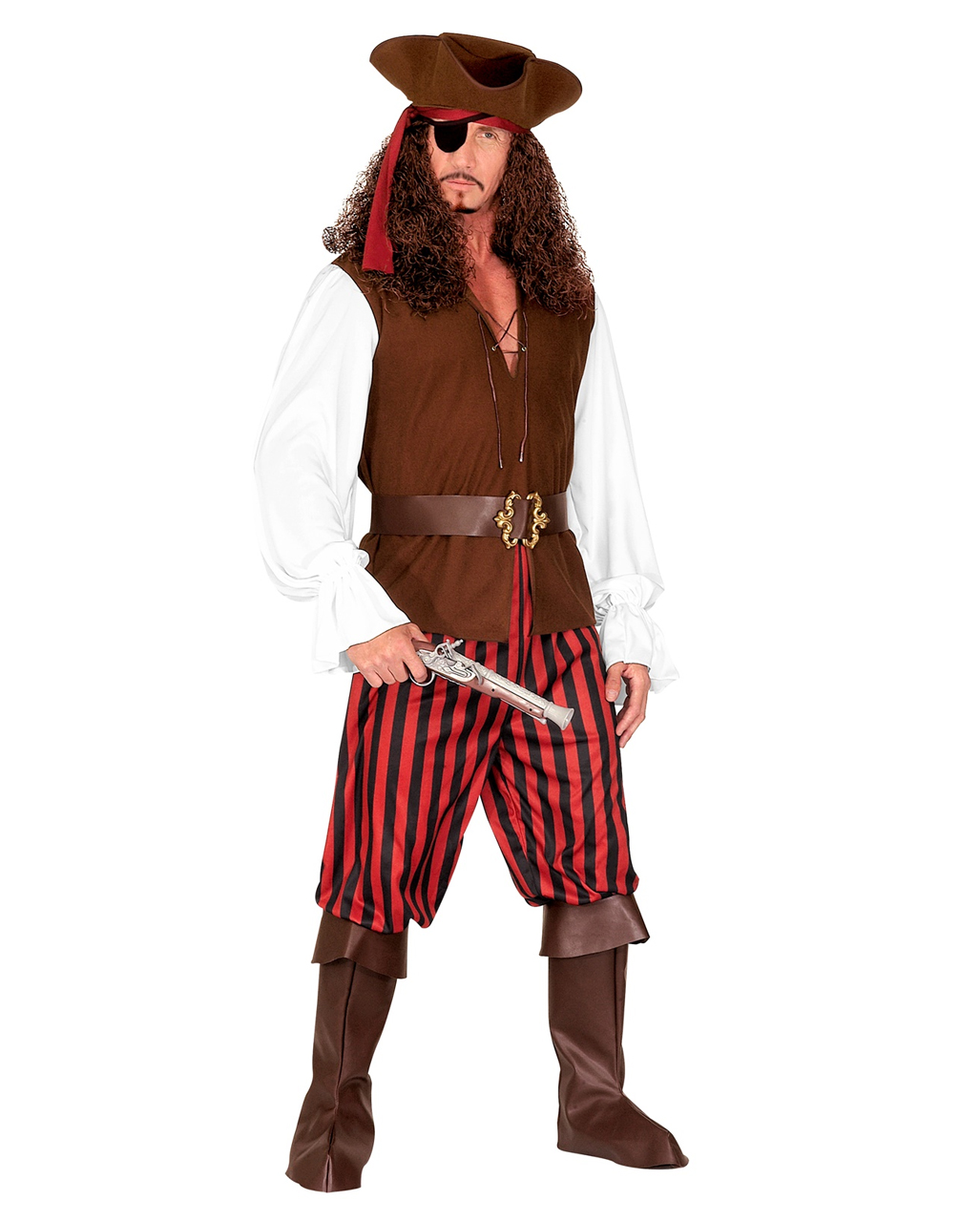 7-tlg. Piraten Kostüm mit Hut & Augenklappe ➤ 2XL-56 von Horror-Shop.com