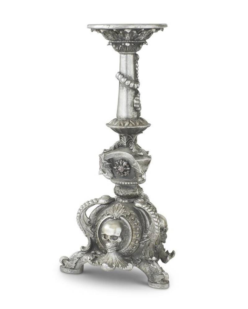 Altar Kerzenhalter mit Totenschädel & Fledermaus 52cm ✮ von Horror-Shop.com