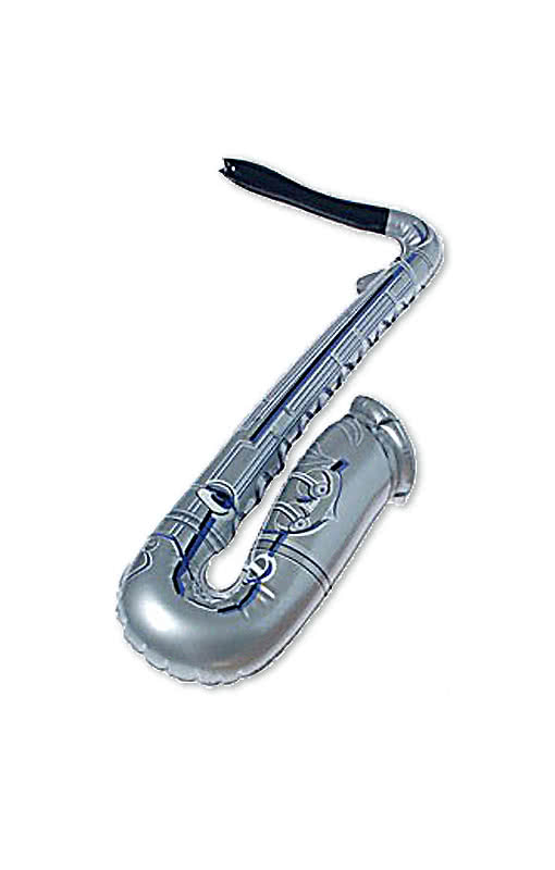Aufblasbares Saxofon silber   Silbernes Saxophon zum Aufblasen von Horror-Shop.com