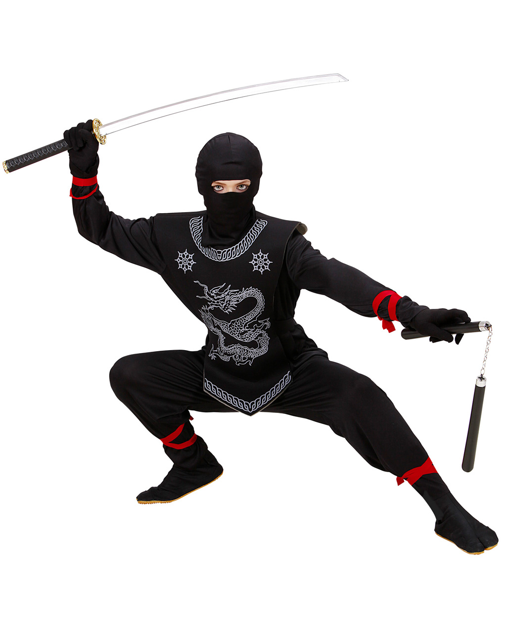 Black Dragon Ninja Kinderkostüm für Fasching! L / 11-13 Jahre von Horror-Shop.com