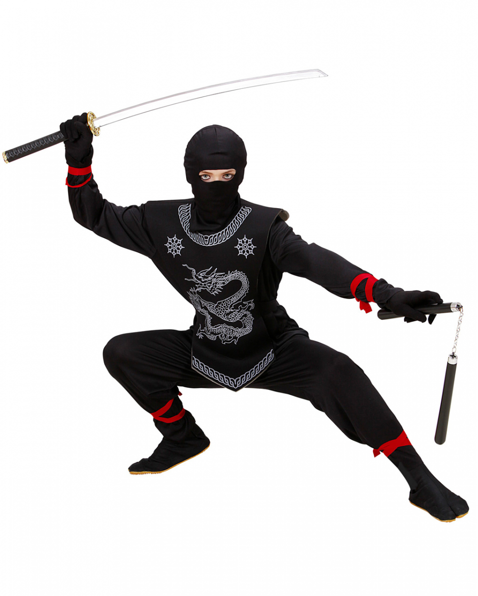 Black Dragon Ninja Kinderkostüm für Fasching! L / 11-13 Jahre von Horror-Shop.com