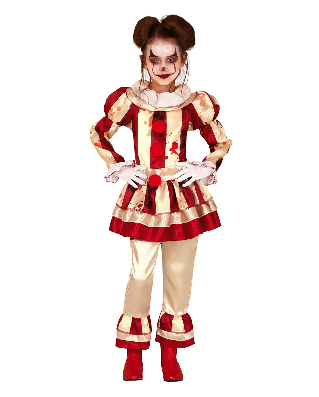 Blutiges Clownsmädchen Kinder Kostüm ➔ Halloween 7-9 Jahre von Horror-Shop.com