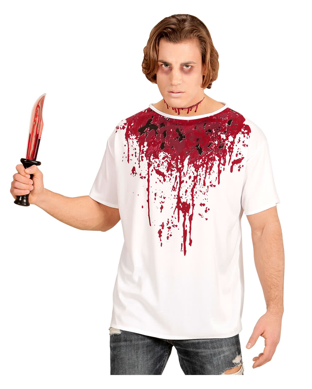 Blutverschmiertes T-Shirt für Halloween & Horror Partys XL von Horror-Shop.com