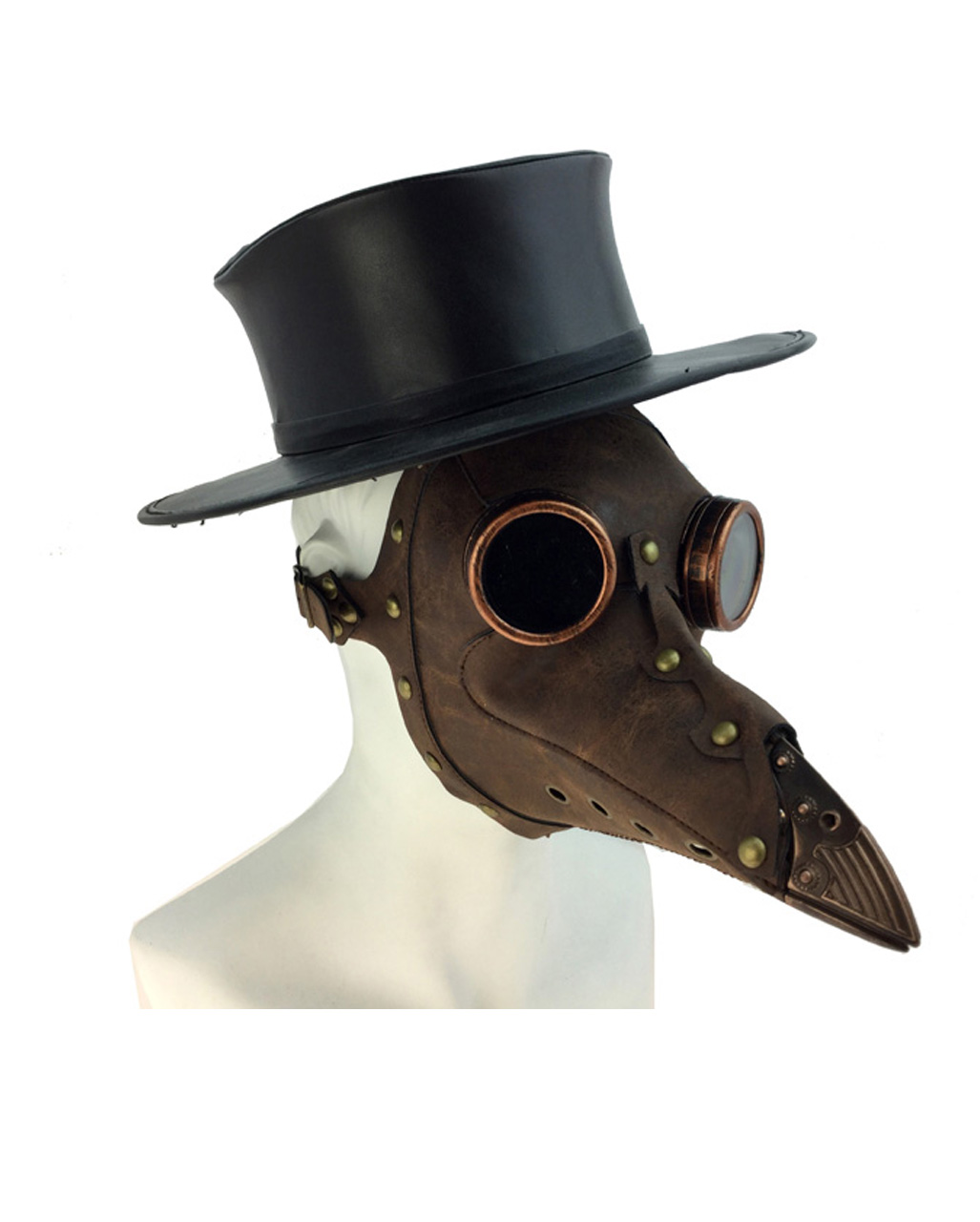 Braune Steampunk Pest Doktor Maske kaufen von Horror-Shop.com