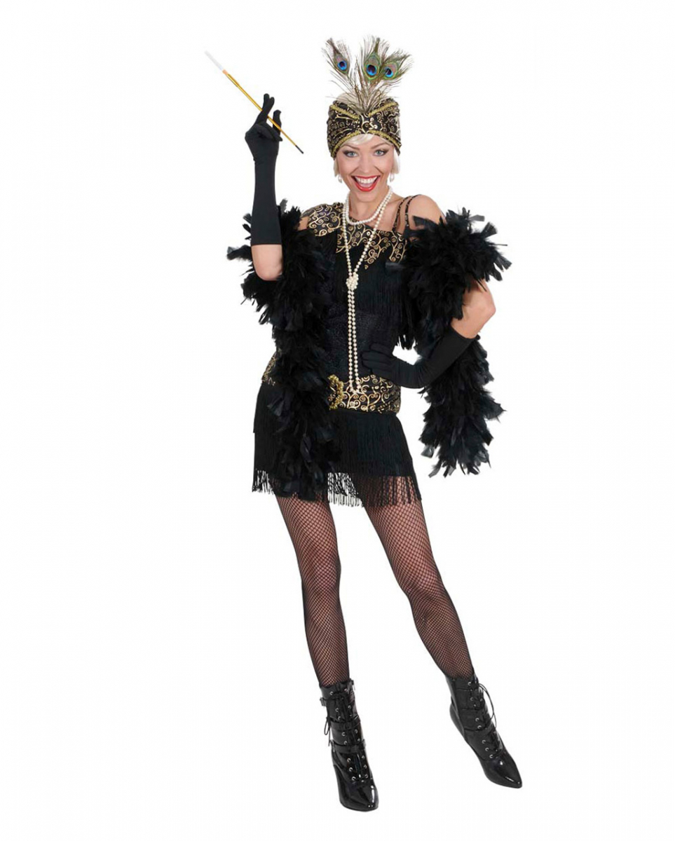 Charleston Kleid schwarz-gold L