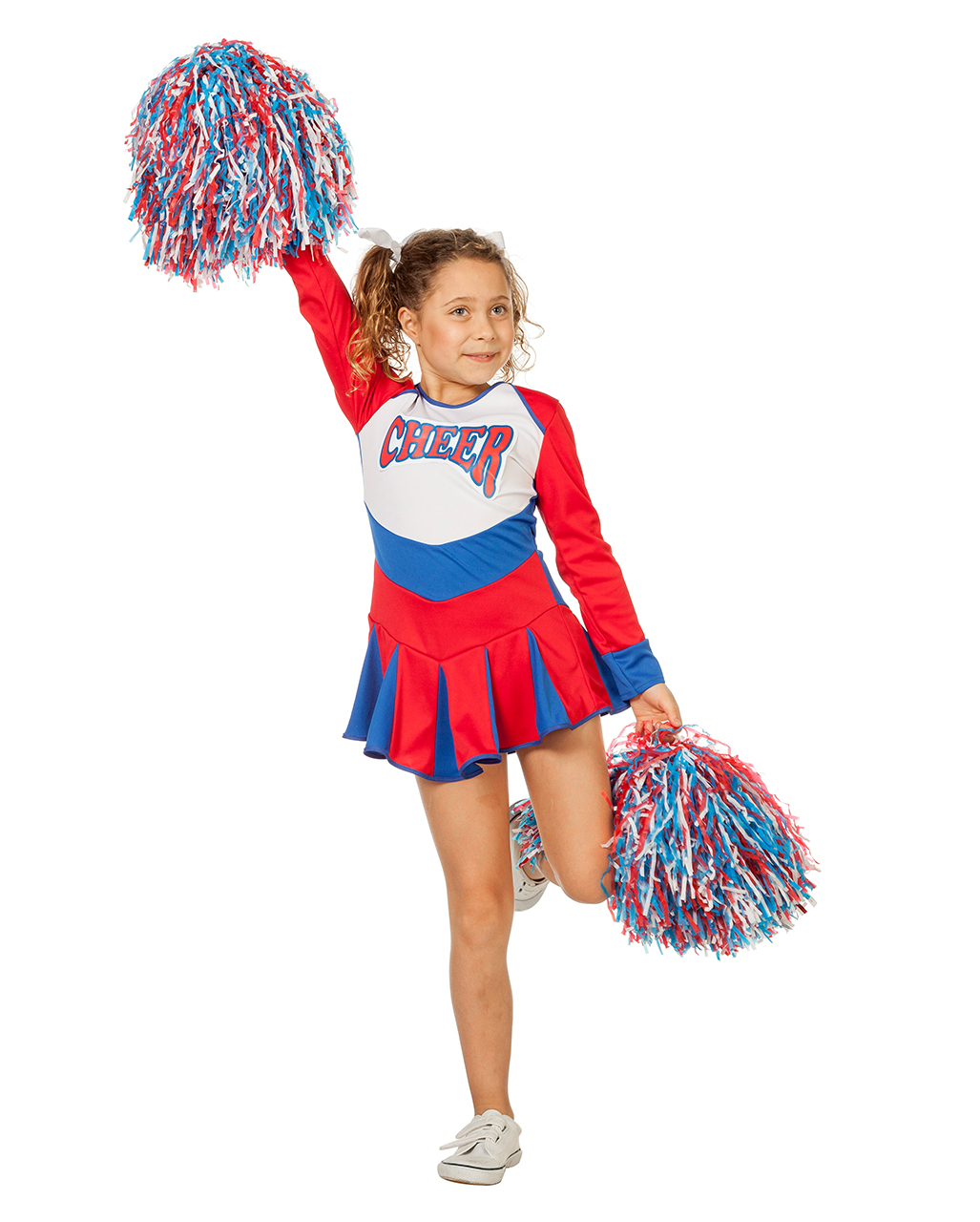 Cheerleader Kinder Kostüm rot-blau für Karneval 140 von Horror-Shop.com