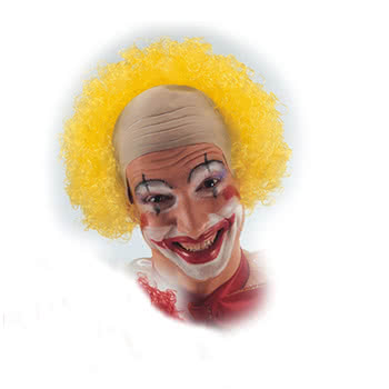 Clown Glatze mit gelben Locken lustige Clown Masken und Perücken von Horror-Shop.com