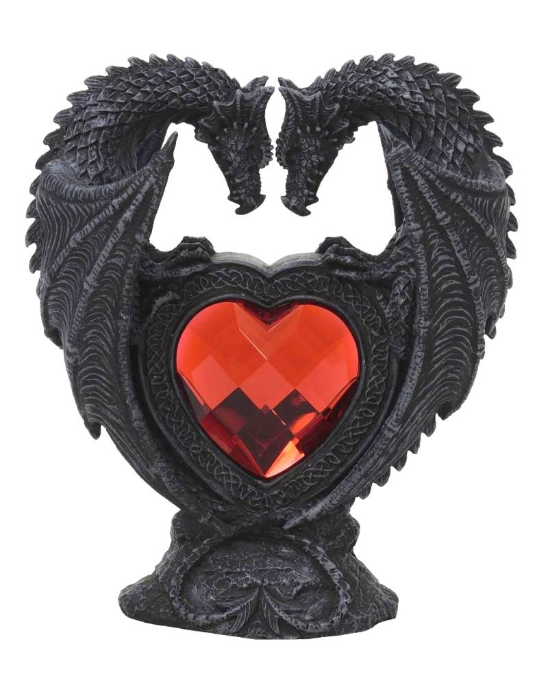 Drachenpaar mit rotem Herz als Tischdeko von Horror-Shop.com