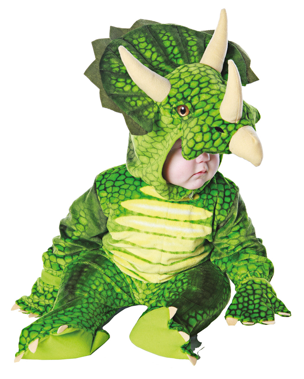 Dreihorn Dino Kleinkinderkostüm Grün