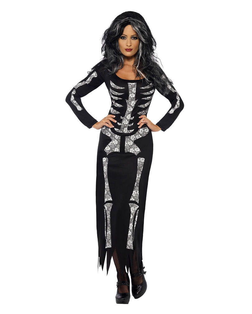 Elegantes Skelett Schlauchkleid L