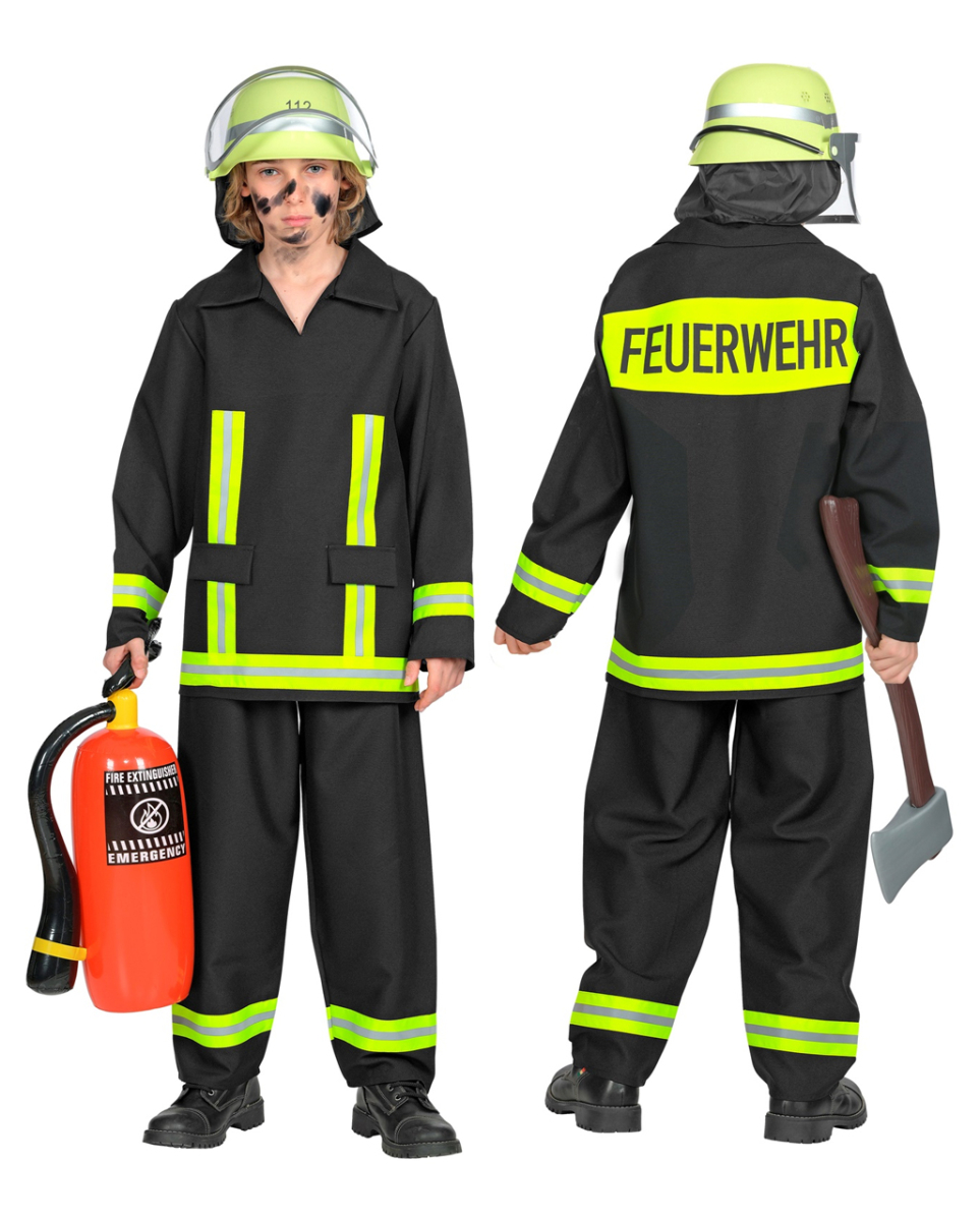 Feuerwehrmann Kostüm für Kinder bestellen L 128 von Horror-Shop.com