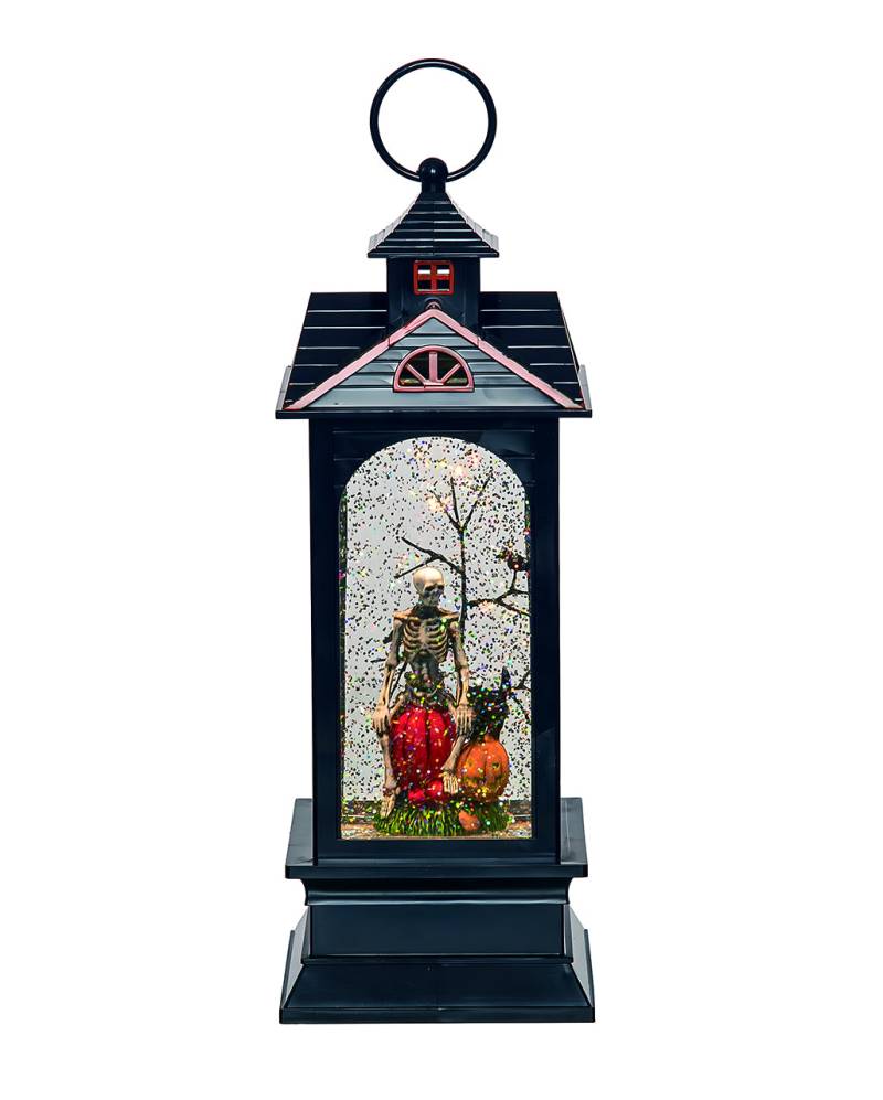 Geisterhaus Wasserkugel Laterne mit Skelett & LED 28 cm Geisterhaus Wasserkugel Laterne mit Skelett & LED 28 cm