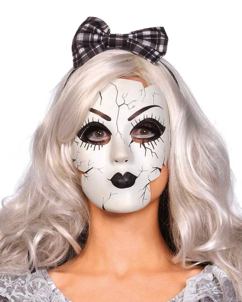 Gesprungene Porzellan Puppenmaske als Kostümzubehör von Horror-Shop.com