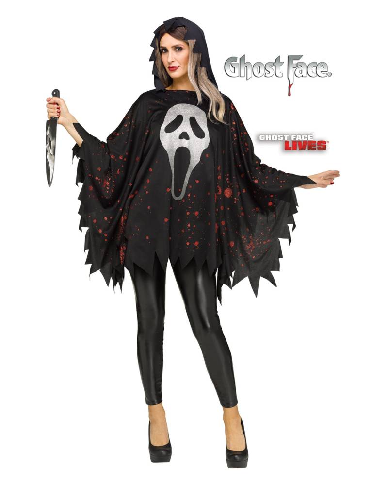 Ghost Face Glitzer Poncho für Erwachsene von Horror-Shop.com