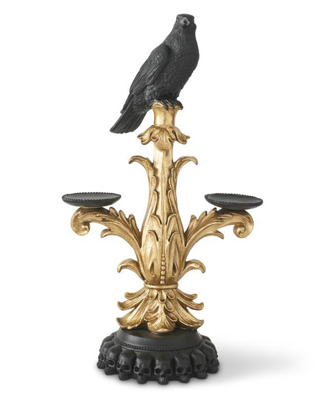 Goldener Gothic Kerzenständer mit Rabe 55cm ★ kaufen von Horror-Shop.com