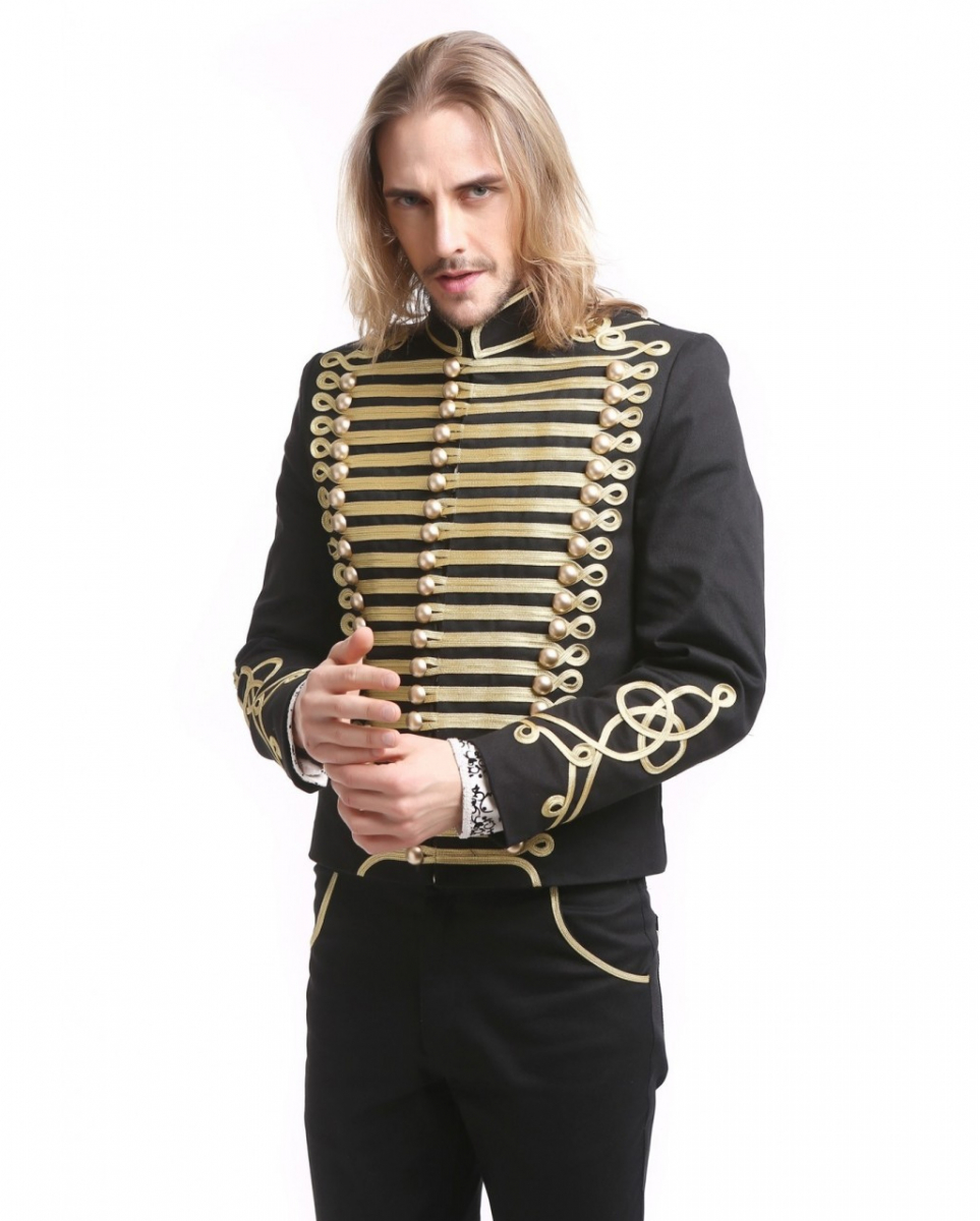 Gothic Parade Jacke Schwarz Gold ➤ Steampunk Fashion XXL von Horror-Shop.com