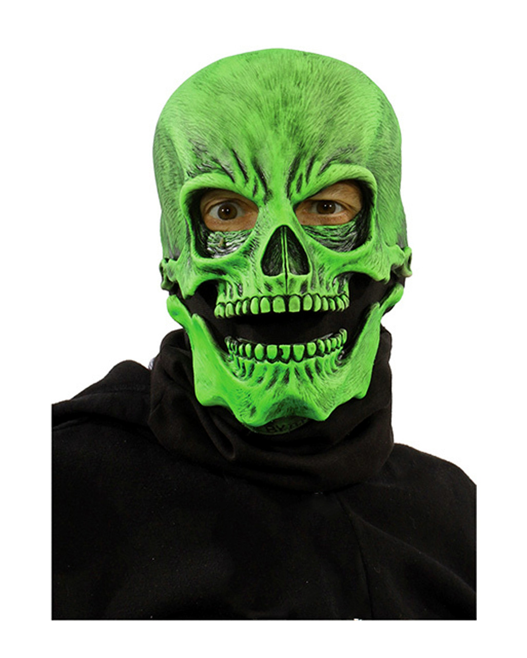Grüne Totenkopf Maske UV Aktiv für Halloween von Horror-Shop.com