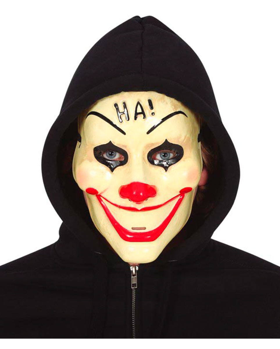 HA! Clown PVC Halbmaske für Grusel-Party von Horror-Shop.com