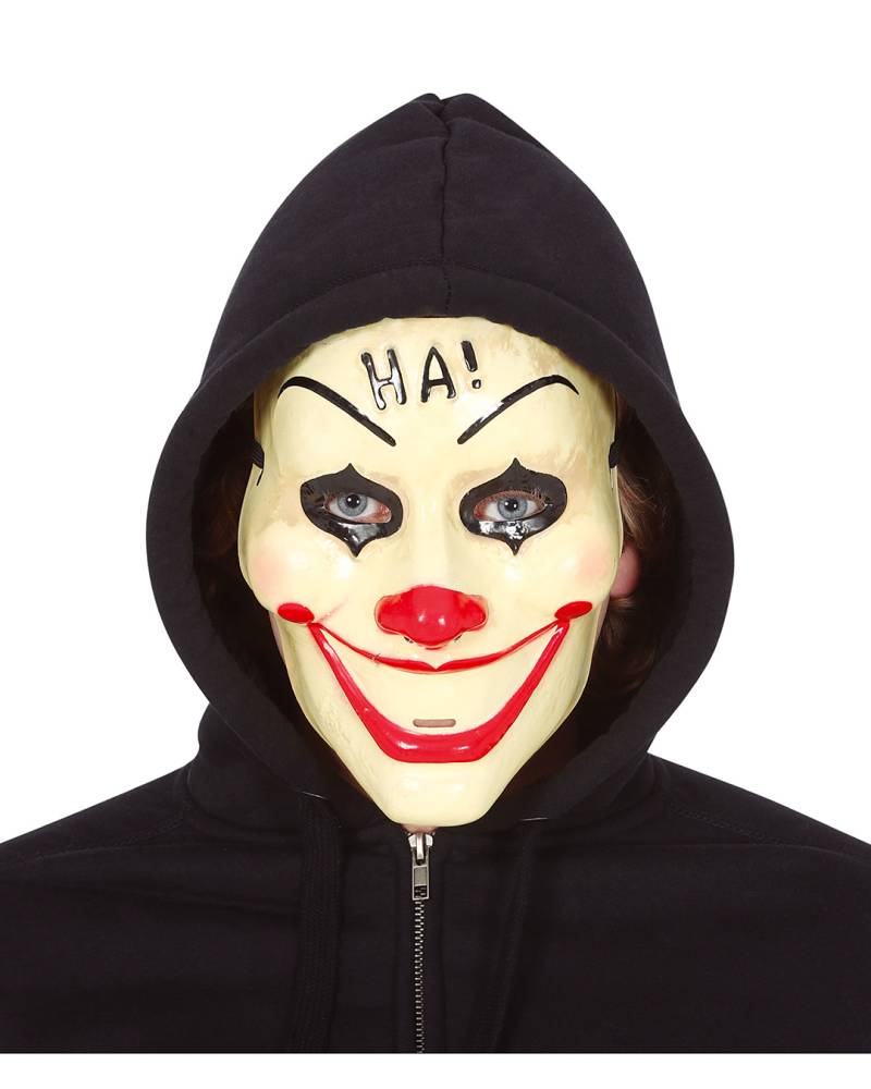 HA! Clown PVC Halbmaske für Grusel-Party von Horror-Shop.com