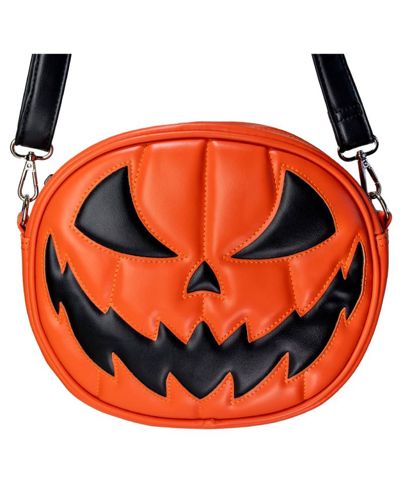 Jack O'Lantern Kürbis Handtasche Orange mit 2 Gesichtern von Horror-Shop.com