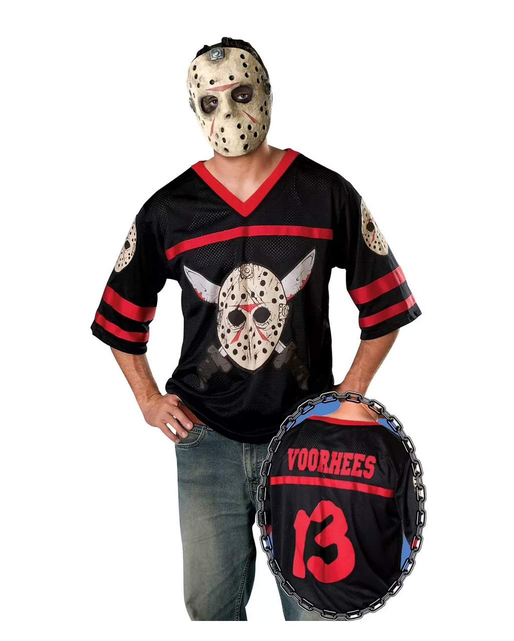 Jason Kostüm-Shirt mit Maske aus Freitag der 13. One Size von Horror-Shop.com