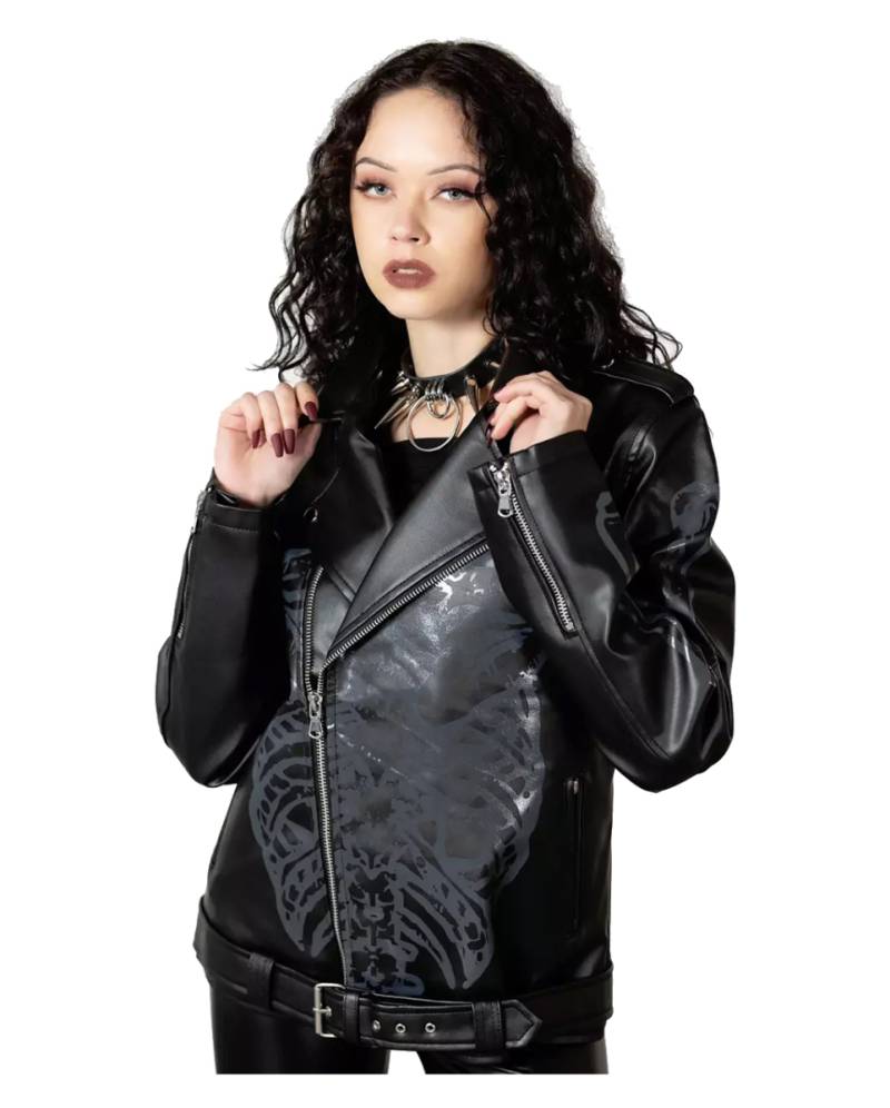 KILLSTAR Craniocaudal Biker Jacke für Damen L von Horror-Shop.com