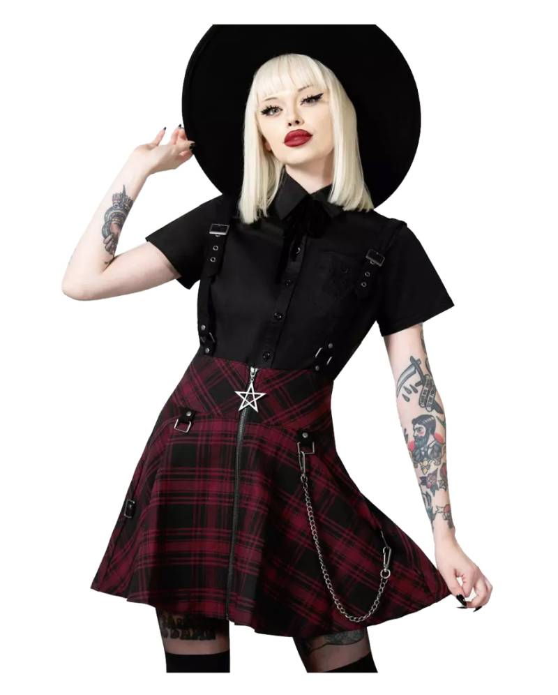 KILLTAR Study Hell Suspender Skirt Rot S KILLTAR Study Hell Suspender Skirt Rot S